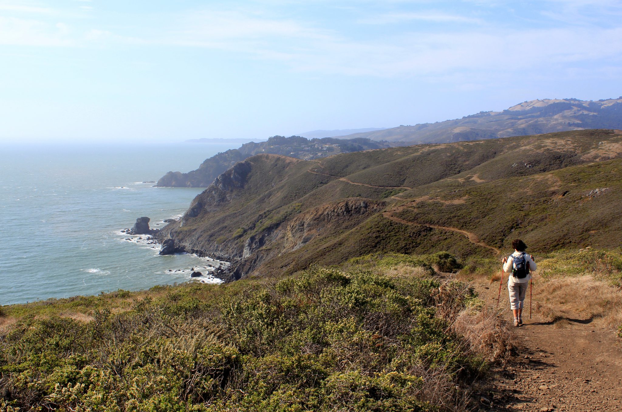 A runner on the coastal trail between Sausalito and Muir beach